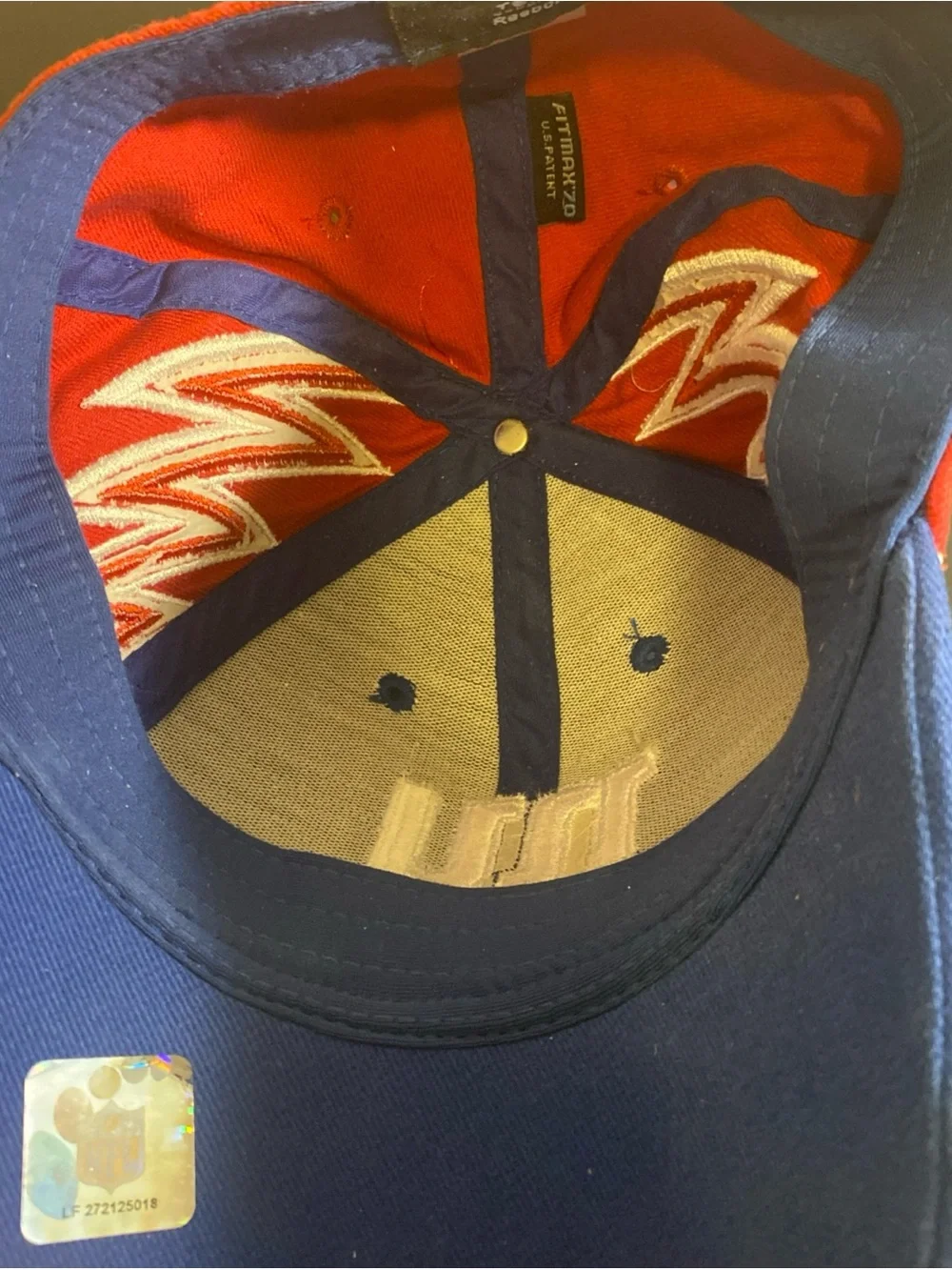 Vintage Reebok New York Giants Hat S/M Blue Red Zig Zag Lightning Bolt Cap NFL
